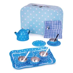 Blue Polka Dot Tin Tea Set