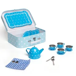 Blue Polka Dot Tin Tea Set