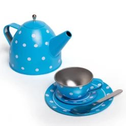 Blue Polka Dot Tin Tea Set