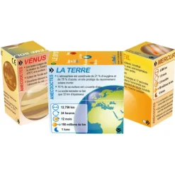 French Planets Solar System Statistics Cube Book