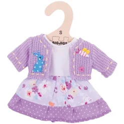 Lilac Dress and Cardigan (for Size Small Doll)
