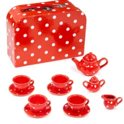 Red Polka Dot Porcelain Tea Set