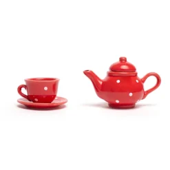 Red Polka Dot Porcelain Tea Set