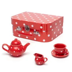 Red Polka Dot Porcelain Tea Set