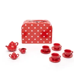 Red Polka Dot Porcelain Tea Set