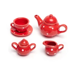 Red Polka Dot Porcelain Tea Set