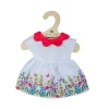 White floral dress with red collar (for Size Medium Doll)