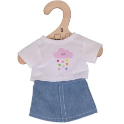 White T-Shirt and Denim Skirt (for Size Small Doll)